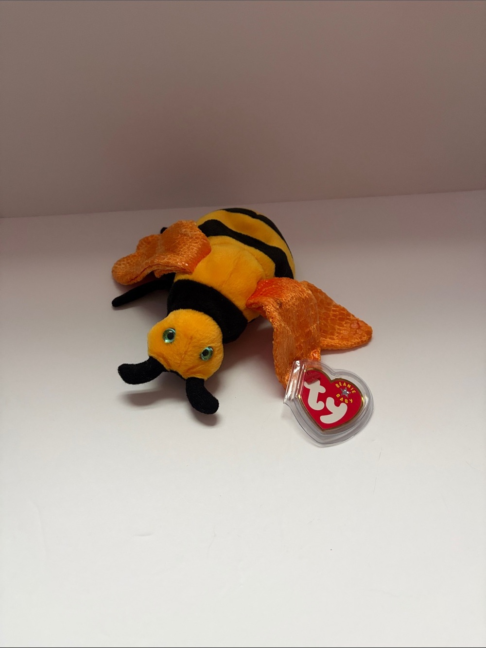 Ty Yellow and Black Bee Plush with Shiny Orange Wings